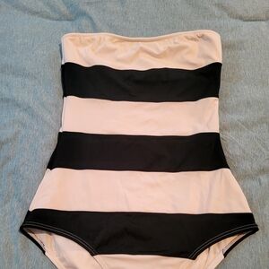 Striped Black and White VICTORIA secret Large Bathing Suit.